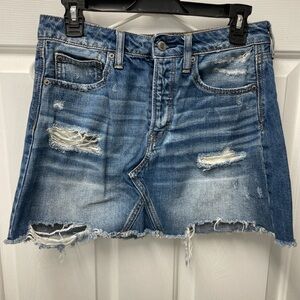 Distressed AE Denim Mini Skirt